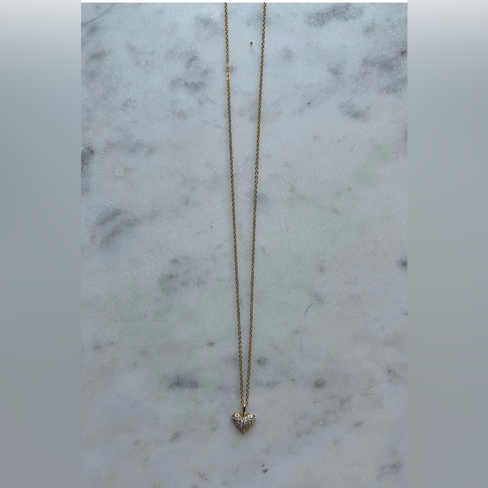 BaubleBar Bubble HEART PENDANT Necklace CLEAR Crystal Gold-Tone NWT 24” - Picture 4 of 4